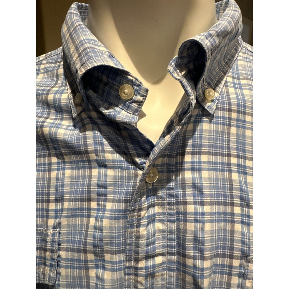 Vineyard Vines Harbor Shirt XXL Blue Plaid Fishing Vented Performance - Picture 3 of 11